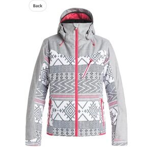 Roxy Women's Ski Snowboard Jacket M/M Gray Aztec Print DryFlight Hooded